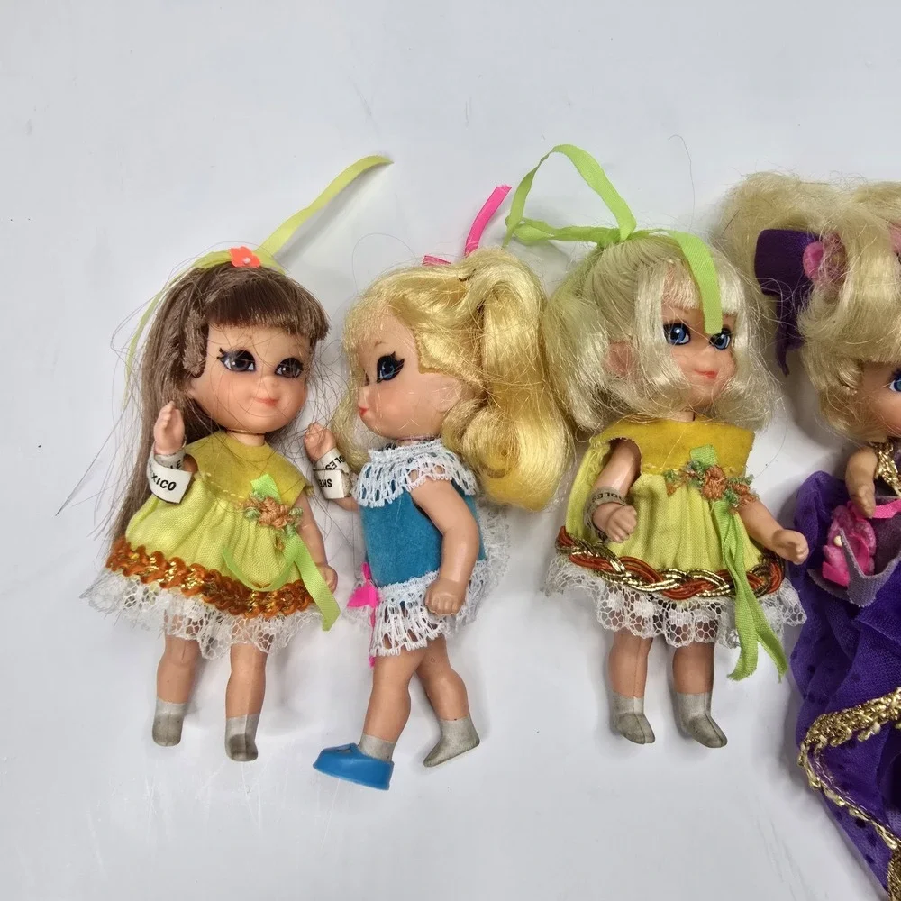 Lot of 6 Vintage 1960s Mattel Liddle Kiddles Dolls‎ Mexico 1966 Original Outfits